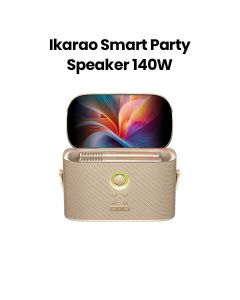 Ikarao Smart Party Speaker 140W with 8″ HD Screen, Wireless Mic, Wi-Fi, HDMI, RGB | Shell S2 GOLD