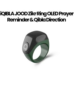 iQIBLA JOOD Zikr Ring OLED Prayer Reminder & Qibla Direction with Charging Case – Green | J01 ZIKR RING JOOD GRN