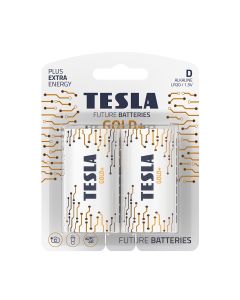Tesla Alkaline D Gold+ Batteries LR20 1.5V – 2 Pack Long-Lasting Power for Flashlights, Radios & Electronics | 8594183396606