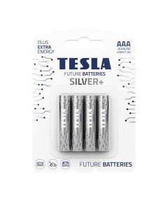 Tesla Alkaline AAA Silver+ Batteries LR3 1.5V – 4 Pack Long-Lasting Power for Remote Controls, Toys & Electronics | 8594183392363