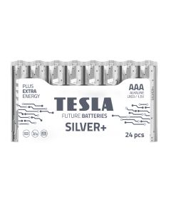 Tesla Alkaline AAA Silver+ Batteries LR3 1.5V – 24 Pack Long-Lasting Power for Remote Controls, Toys & Electronics | 8594183392356