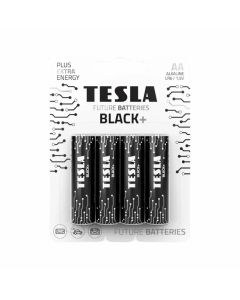 Tesla Alkaline AA Black+ Batteries LR6 1.5V – 4 Pack Long-Lasting Power for Remote Controls, Toys & Electronics | 8594183396620