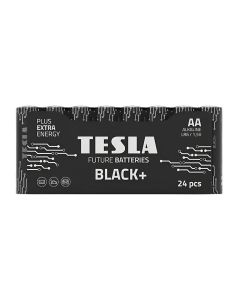 Tesla Alkaline AA Black+ Batteries LR6 1.5V – 24 Pack Long-Lasting Power for Remote Controls, Toys & Electronics | 8594183396644
