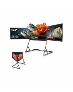 V2COM Q1 15.6″ Quad-Triple Laptop Monitor Extender – Full HD 1080p IPS Display, HDR Portable Screen, Multi-Screen Productivity | Black-Q1