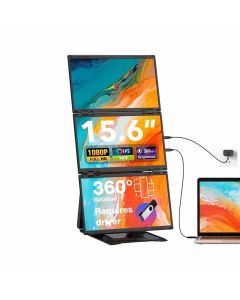 V2COM Z4 Pro 15.6″ Quad Laptop Screen Extender – Triple Portable Monitors, Full HD 1080p IPS Display, Multi-Screen Productivity | Black-Z4 Pro