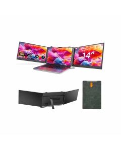 V2COM S8 Pro 14″ Triple Laptop Screen Extender – Full HD 1080p IPS Display, Multi-Screen Productivity, Plug & Play | Black-S8 Pro