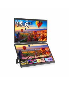 في 2 كوم أم 4 دوال موسّع شاشة لابتوب مزدوج 15.6 بوصة فل اتش دي – شاشة قابلة للطي 1080p IPS، إنتاجية بشاشتين، يو إس بي-سي توصيل وتشغيل | أسود - M4