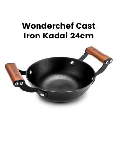 Wonderchef 24 cm Cast Iron Kadai - Black| 63154905