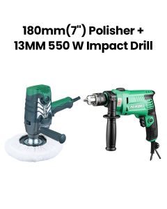 Hikoki 7-inch Polisher + 13mm Drill 550W Combo - Green | SP18SB + DV13VST