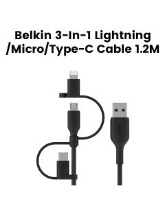 Belkin 3-in-1 Lightning/Micro/USB-C Cable 1.2 m | Black | CAC001BT1MBK