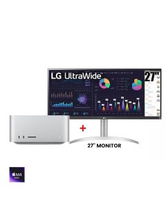 Apple Mac Studio Desktop with M4 Max Chip 14-Core CPU, 32-Core GPU, 36GB RAM, 512GB SSD – Silver | MU963AB/A + LG 27" Ultrawide Monitor (34WQ650-W)