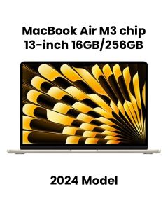 Apple 13-inch MacBook Air: Apple M3 chip with 8-core CPU and 8-core GPU, 16GB, 256GB SSD - Starlight |MC8J4ZS/A