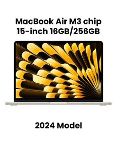 Apple 15-inch MacBook Air: Apple M3 chip with 8-core CPU and 10-core GPU, 16GB, 256GB SSD - Starlight |MC9F4ZS/A