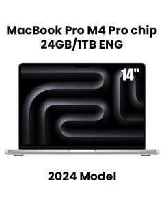 Apple 14-inch MacBook Pro: Apple M4 Pro chip with 14-core CPU and 20-core GPU, 24GB, 1TB SSD - Silver |MX2F3ZS/A