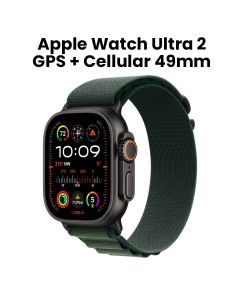 Apple Watch Ultra 2 GPS + Cellular 49mm Black Titanium Case with Dark Green Alpine Loop - Medium | MX4R3QA/A