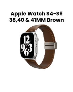 SwitchEasy Genuine Leather Watch Band with Magnetic Lock for Apple Watch Series 4-Series 9 38/40/41mm Brown | SAW341238BN24 