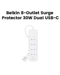 Belkin 8-Outlet Surge Protector 18W USB-A & USB-C Ports (2 m Cord) | White | SRB003AR2M