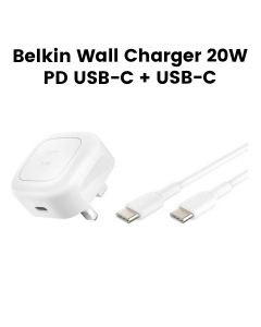 Belkin 20 W PD USB-C Wall Charger + USB-C Cable 1 m (UK Plug) | White | WCA009MY1MWH-B6
