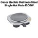 Oscar Electric Stainless Steel Single Hot Plate 1500W | OHP-10S1
