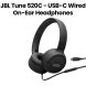 JBL Tune Wired On-Ear Headphones with USB-C – Black | JBLT520CBLK