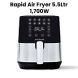 NutriCook Rapid Air Fryer 5.5L 1700W, Large Capacity Digital Air Fryer for Healthy Oil-Free Cooking, Fry Bake Roast | NC-AF205