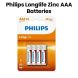 Philips Longlife Zinc AAA Batteries 4-Pack |R03L4B/97