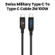 Swiss Military 100W Premium Braided Type-C to Type-C Cable (2M) - Black | SM-CB-CC100W-BLK