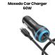 Moxedo Ultra-Fast Car Charger with Built-in Lightning Cable 60W - Black | MX-CC025-L