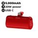 Moxedo Capsule Mini USB-C Power Bank 5000mAh - Red | MX-CPB025-RD