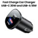 Acefast Mini 38W Dual-Port Metal Car Charger (USB-C+USB-A) - Black | B1