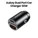 Aukey 30W Ultra Small 2-Port Car Charger (A+C Port) - Black |CC-A3 BK