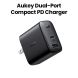 Aukey Dual-Port Wall Charger 32W Compact PD - Black |PA-F3S BK