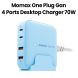 Momax One Plug PD 70W GAN 4 Ports Desktop Charger UK - Blue|UM50UKB