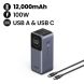 UGREEN 12,000mAh Quick Charging 100W Power Bank (Gray) | UG-PB-PB724-12000C-100W