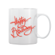 White Mug Printed in Red Happy Birthday