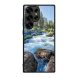 Samsung S25 Ultra Black Case  Printed With River Surrounded With Flowers Autumn Daytime