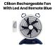 Clikon Rechargeable Fan with LED & Remote 7000mAh – Blue |CK2025-BLU