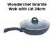 Wonderchef 24cm Granite Wok with Lid - Granite Grey| 60004700