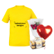 Yellow T-Shirt Bundle (Personalized Grey T-Shirt, Flowers, Balloon & Chocolate)