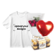 White T-Shirt Bundle (Personalized White T-Shirt, Flowers, Balloon & Chocolate)